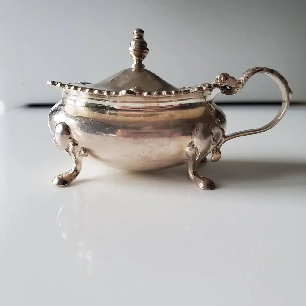 Antique Sheffield Sterling Silver Mustard Pot Barker & Bros c1900